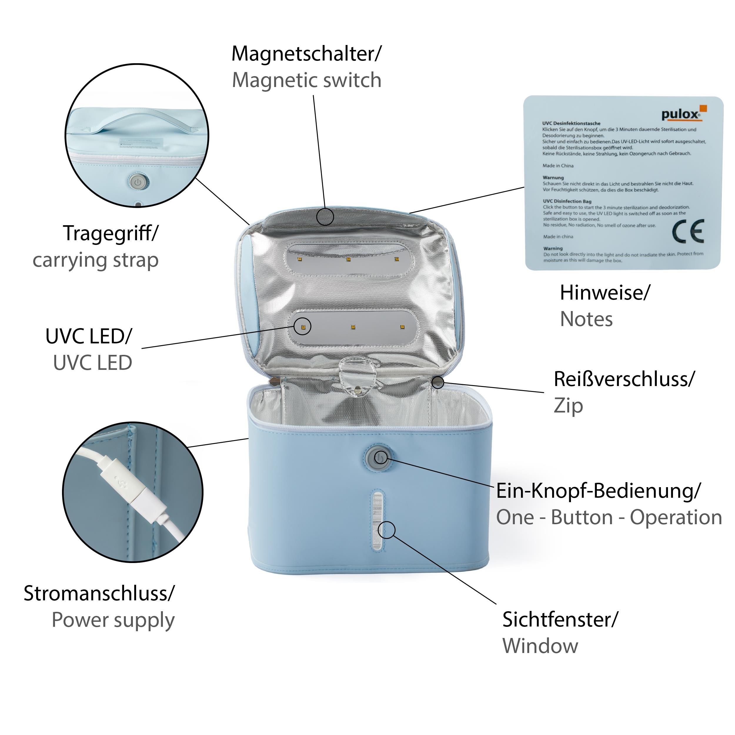 Pulox UVC Desinfektionstasche - Tragbarer UV-Sterilisator