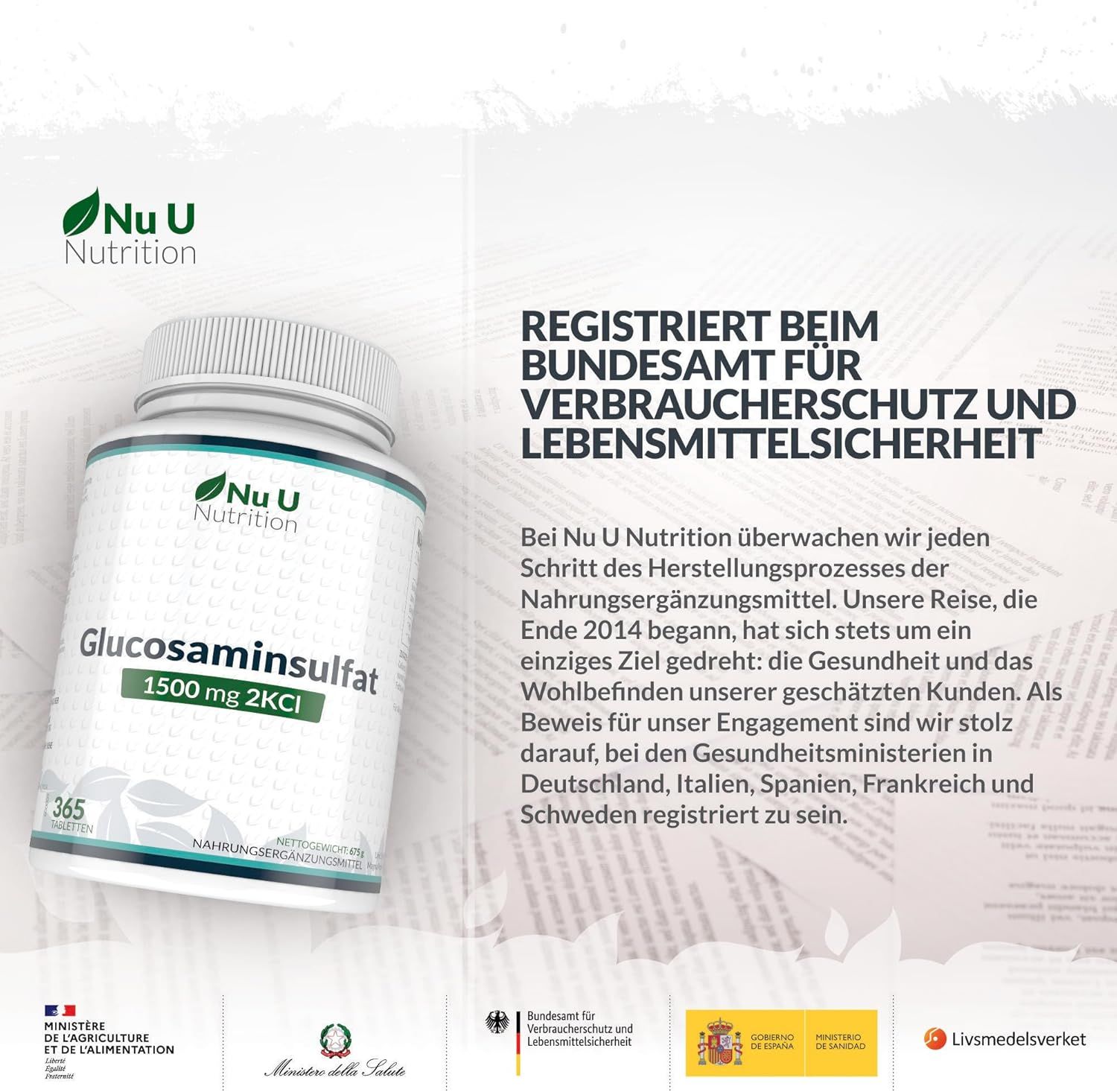 Nu U Nutrition Glucosamin Sulfat 1500mg 2KCI  Tabletten