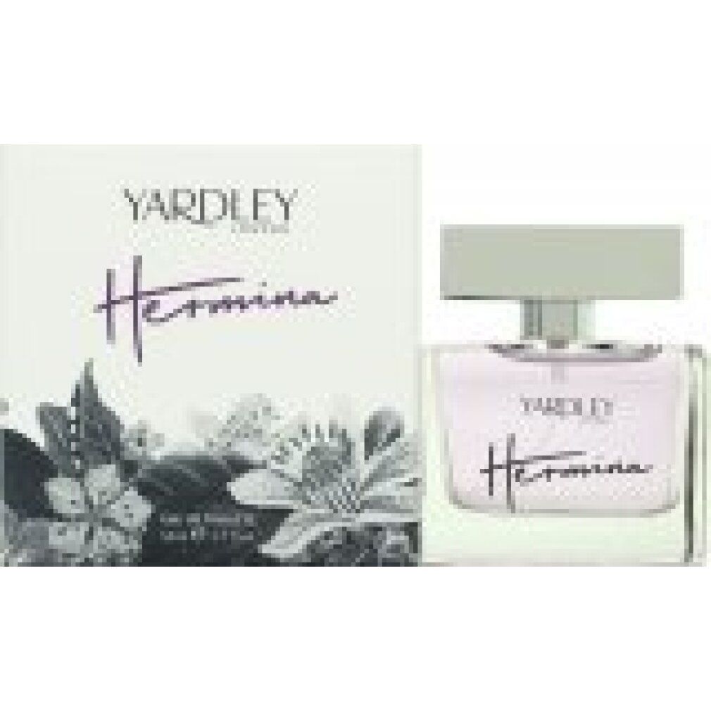 Yardley Hermina Eau de Toilette. Flakon und Verpackung mit floralem Design. Schriftzug Hermina und Yardley London.