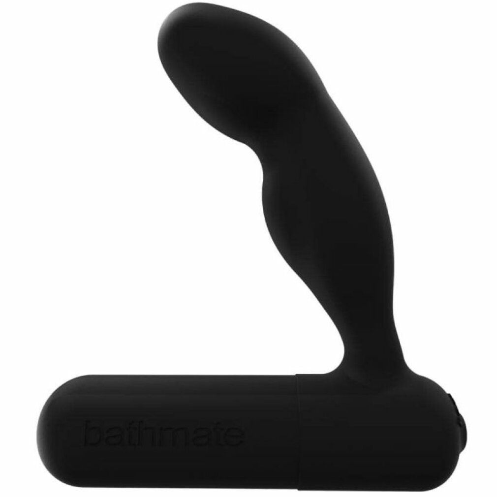 Schwarzes Wellness-Produkt mit gebogener Form und abgerundeter Basis. Auf der Basis steht "bathmate".