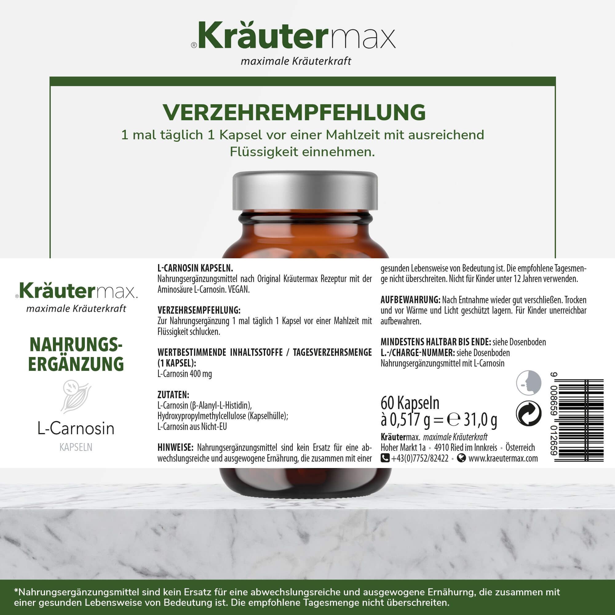 Kräutermax L Carnosin Kapseln