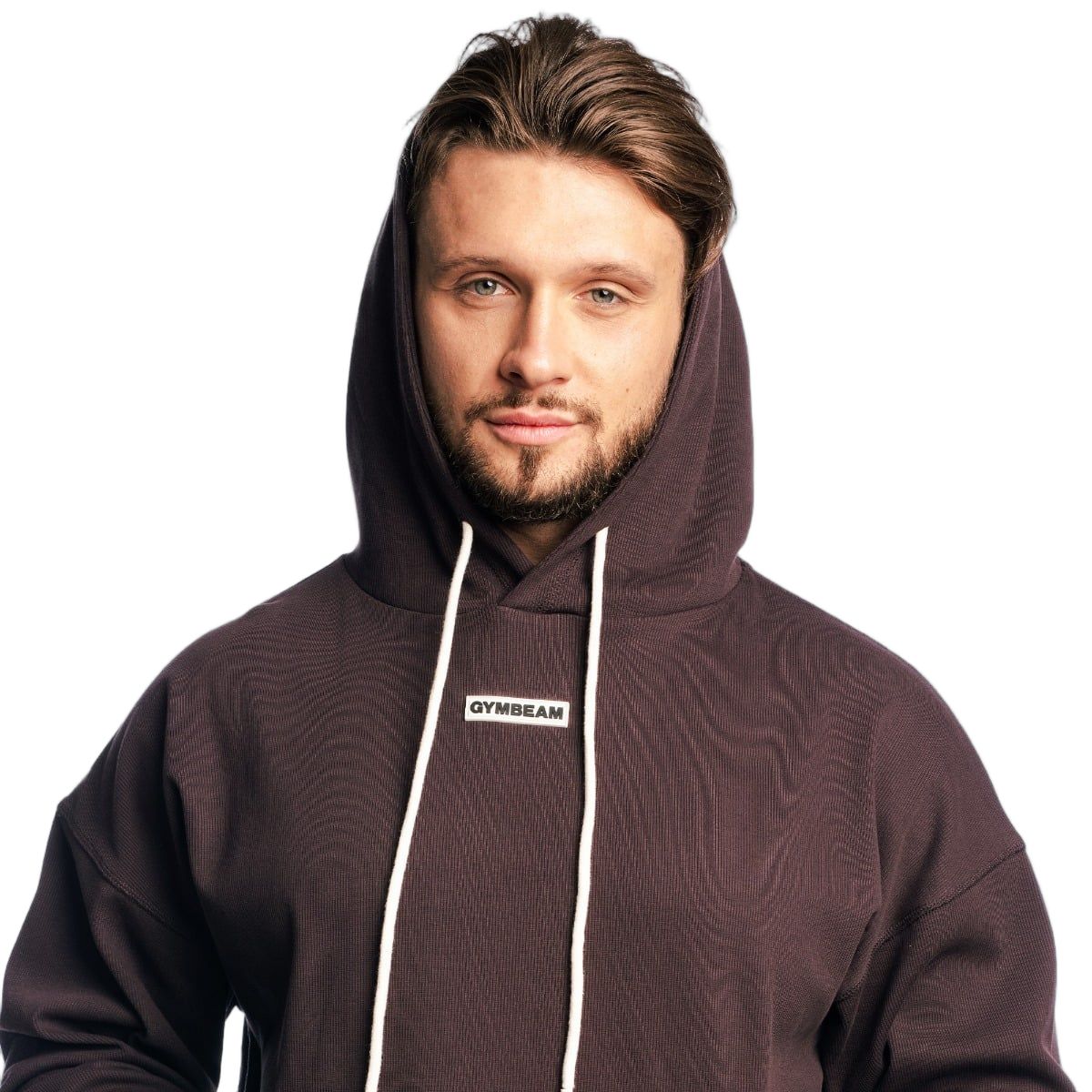 GymBeam Hoodie Herren Oversized mit Kapuze in Tee Brown