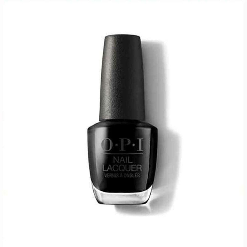O.P.I Nagellack-Fläschchen, schwarz. Aufschrift: O.P.I NAIL LACQUER.