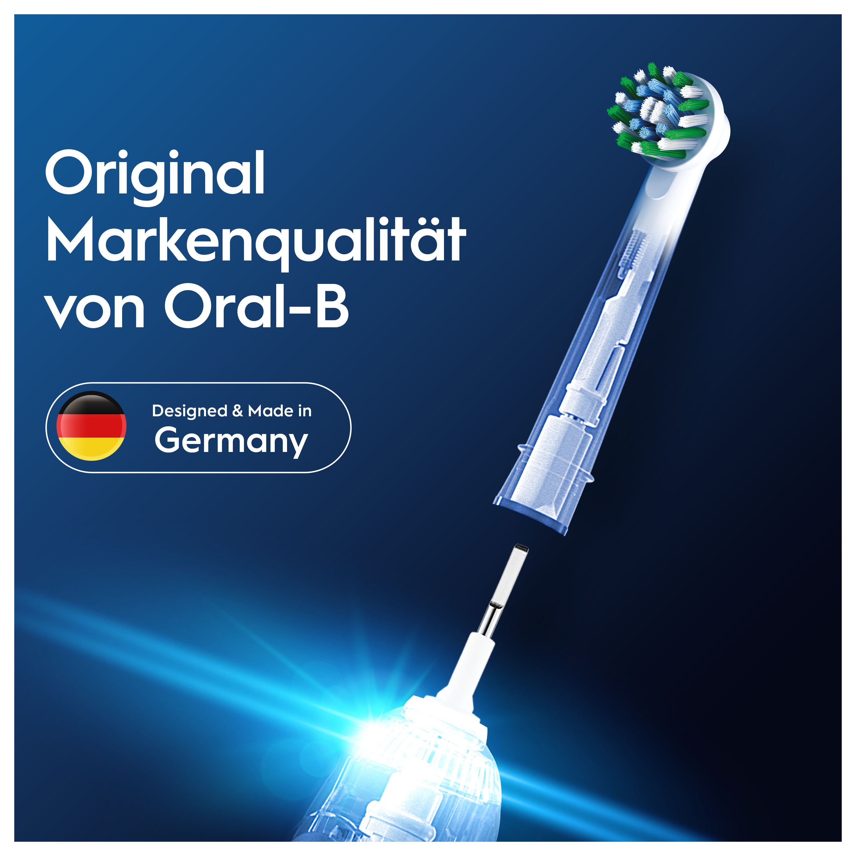 Zahnbürstenkopf mit transparentem Gehäuse. Original Markenqualität von Oral-B. Designed & Made in Germany.
