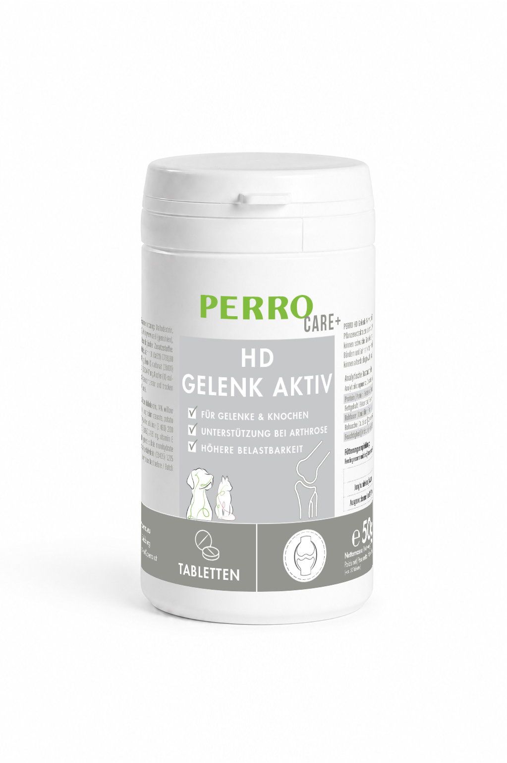 Perro Care - HD Gelenk Aktiv Nahrungsergänzung für Hunde & Katzen 50 St Tabletten
