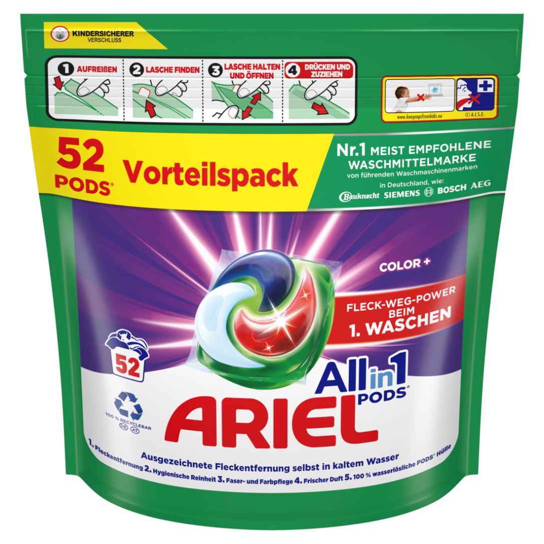Ariel Allin1 PODS® Flüssigwaschmittel-Kapseln 52 Waschladungen Color+
