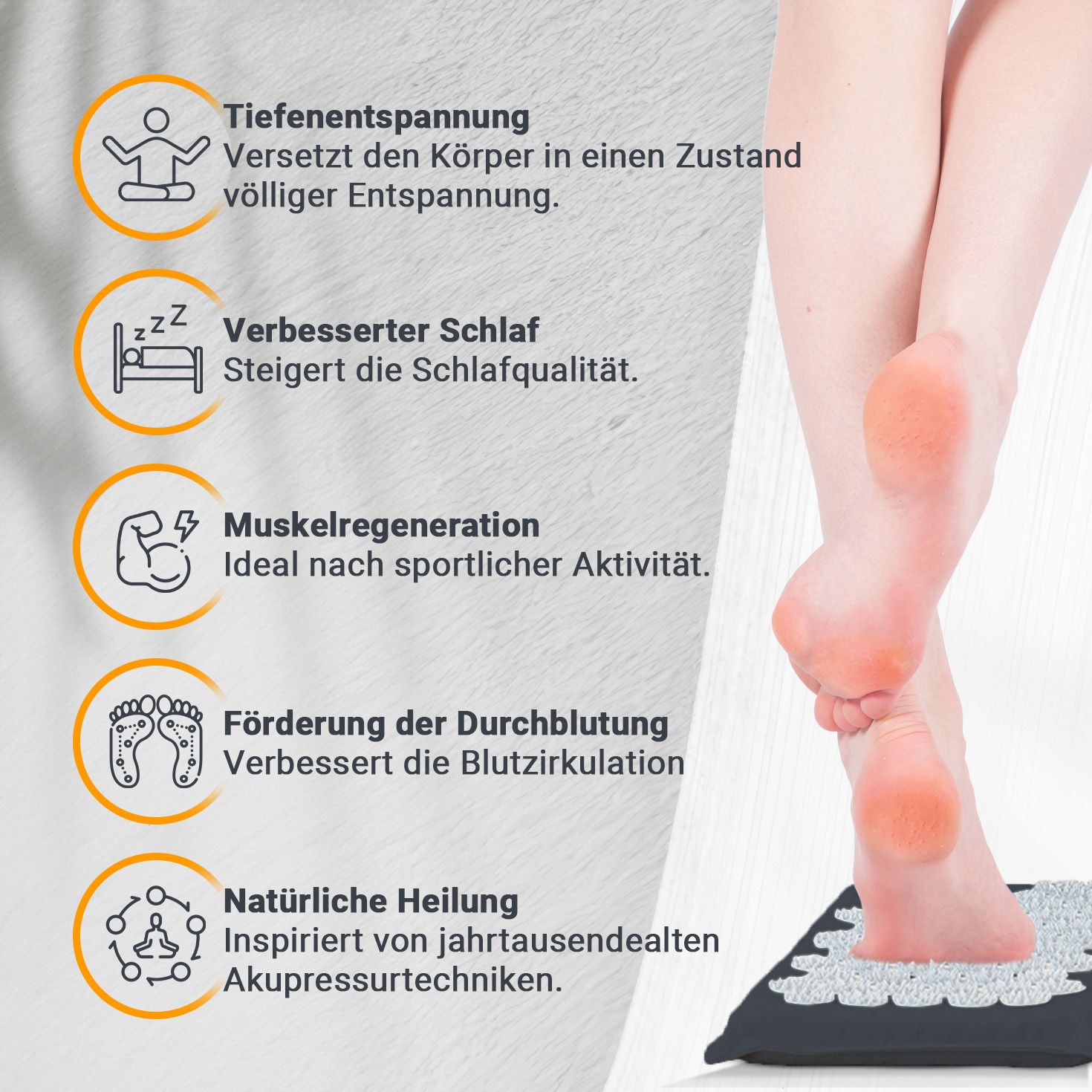NEOLYMP Akupressur Fußmatte Grau