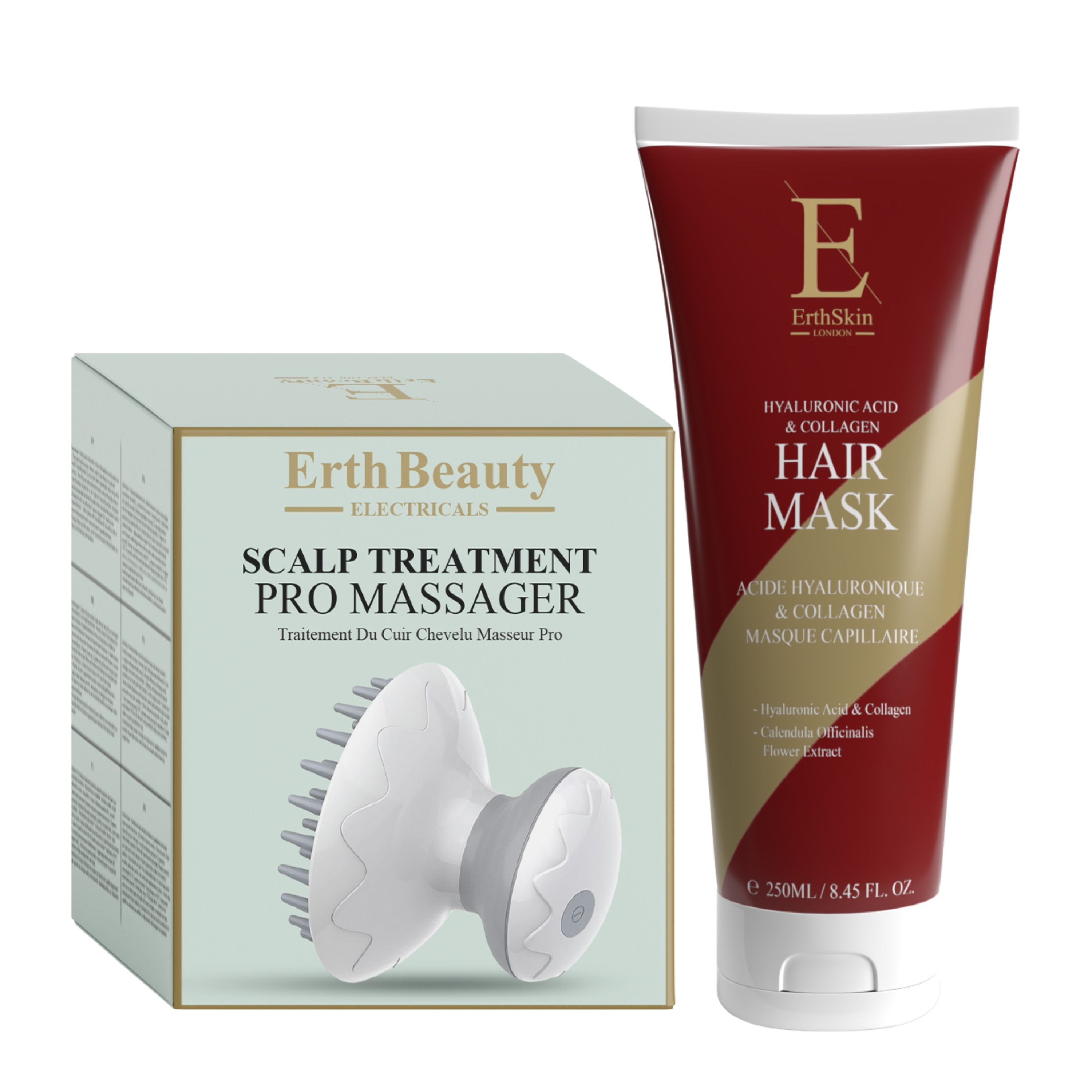 ErthSkin London Maschera per capelli + massaggiatore per il trattamento del cuoio capelluto