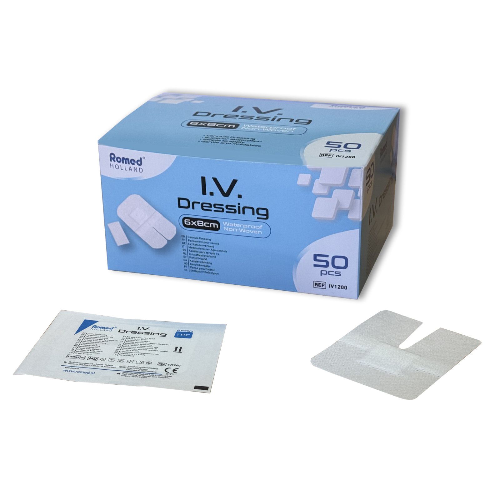 Romed I.V. Kanülenverband, 6 x 8 cm, steril, wasserfest, Vlies