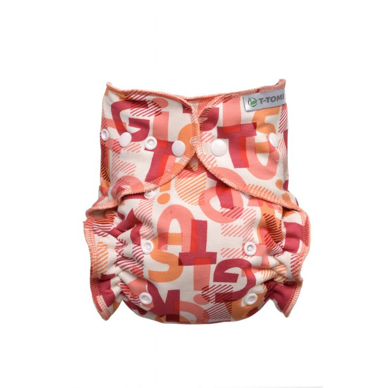 T-TOMI Höschenwindel - Wickel Set Druckknöpfe Pink Alphabet
