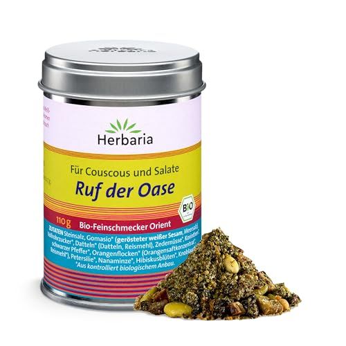 Herbaria Gewürzdose "Ruf der Oase" mit Gewürzprobe. Für Couscous und Salate. Bio-Feinschmecker Orient.