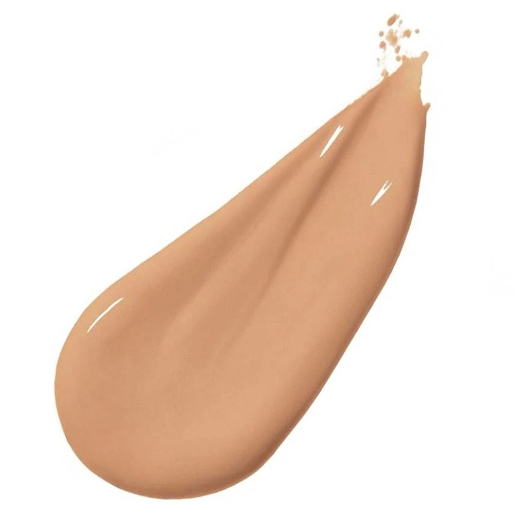 Heller, flüssiger Make-up-Farbton. Tropfenförmige Form mit glänzender Oberfläche. Auf weißem Hintergrund.