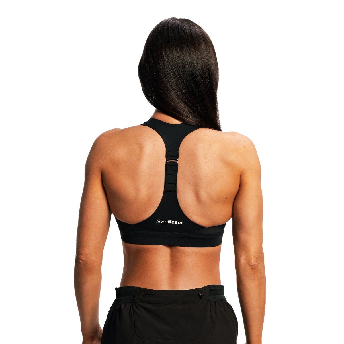 GymBeam Sport-BH Damen Pulse X Running mit Frontreißverschluss Schwarz