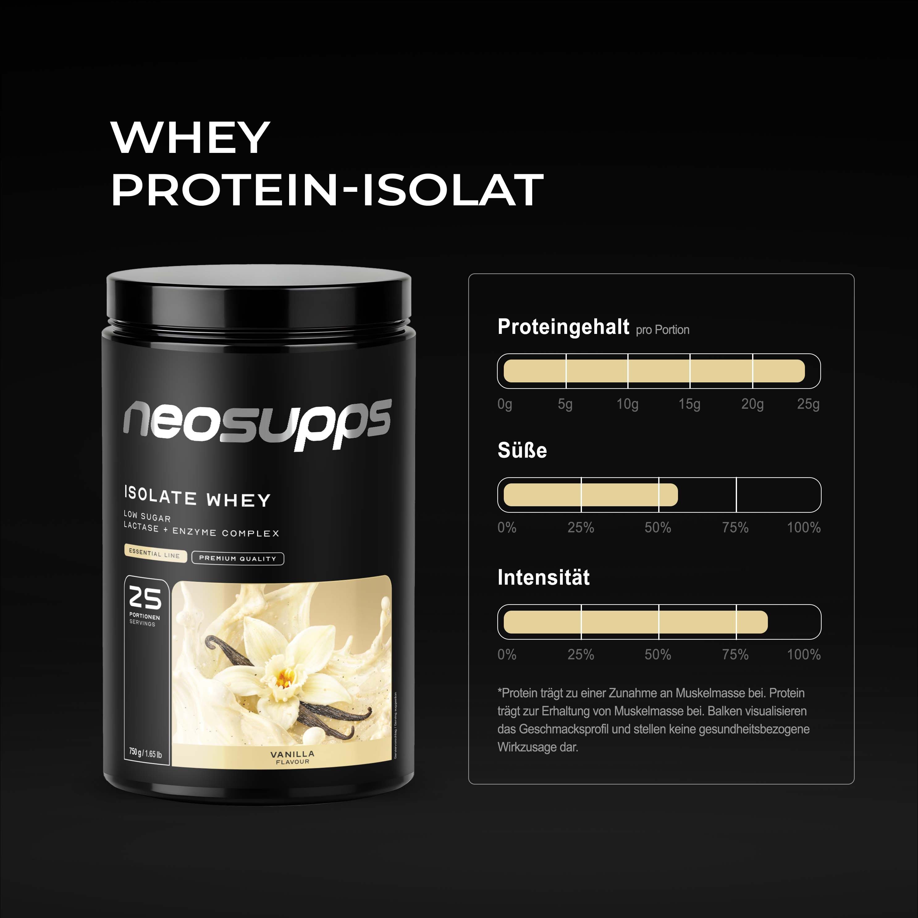 Neosupps Isolate Whey Protein Pulver Vanilla, 750g,  Protein pro Portion