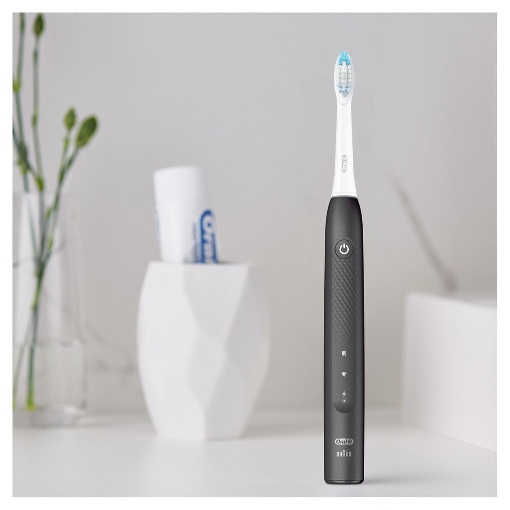 Oral-B - Elektrische Zahnbürste "Pulsonic Slim Clean + 2. Handstück" in Schwarz und Weiß