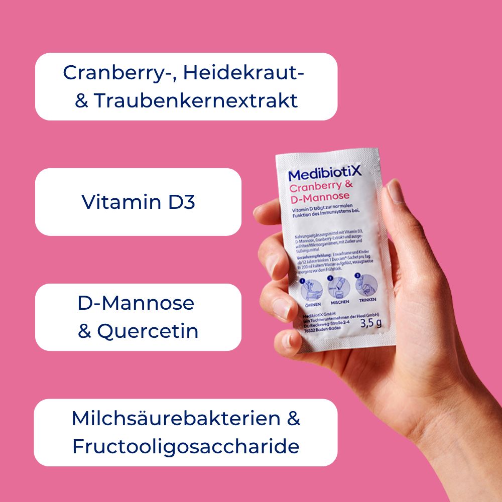 MedibiotiX Cranberry & D-Mannose - für Blase, Abwehrkräfte & Vaginalflora mit Milchsäurebakterien