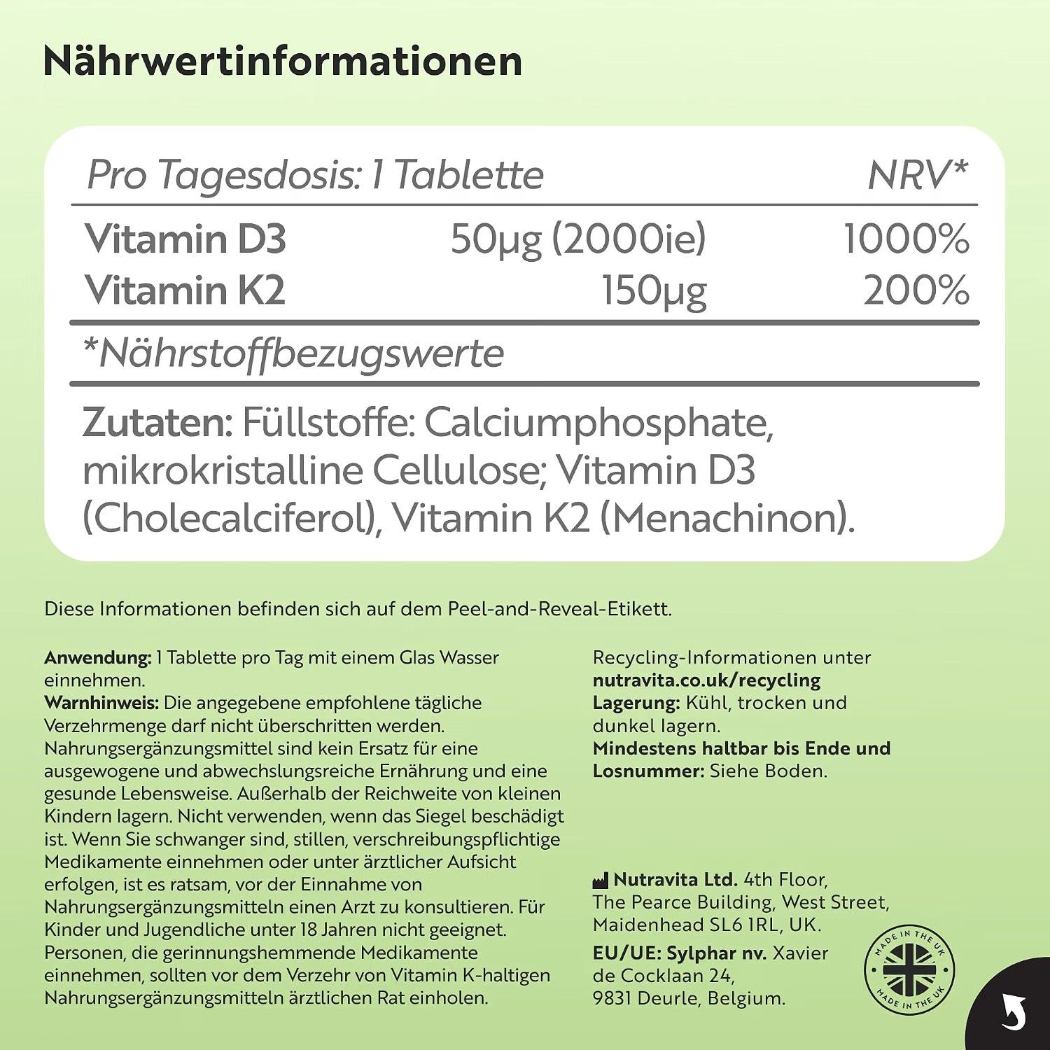 Nutravita Vitamin D3 2.000 I.E. und K2 150 µg