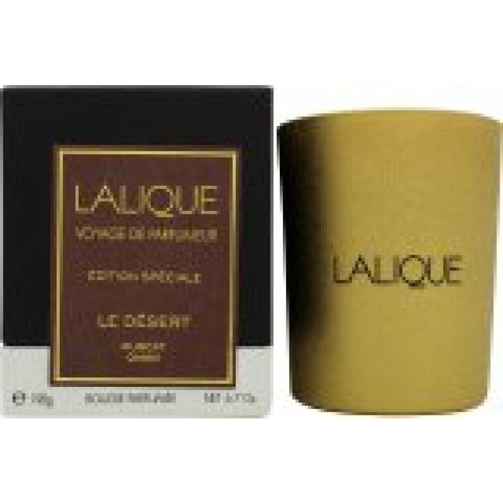 Goldfarbene Kerze und schwarze Schachtel. Aufschrift: LALIQUE, Le Désert Muscat Oman, Edition Spéciale. Netto 6.7 Oz.