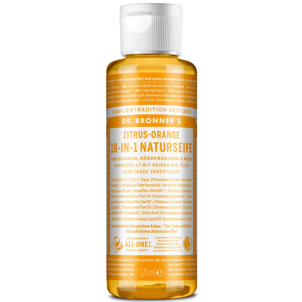 Dr. Bronners 18-In-1 Naturseife Zitrus Orange 100 ml