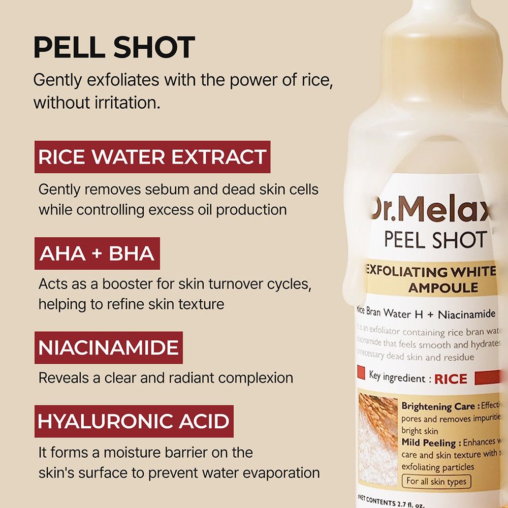Dr.Melaxin Peel Shot Exfoliant White Rice Ampoule