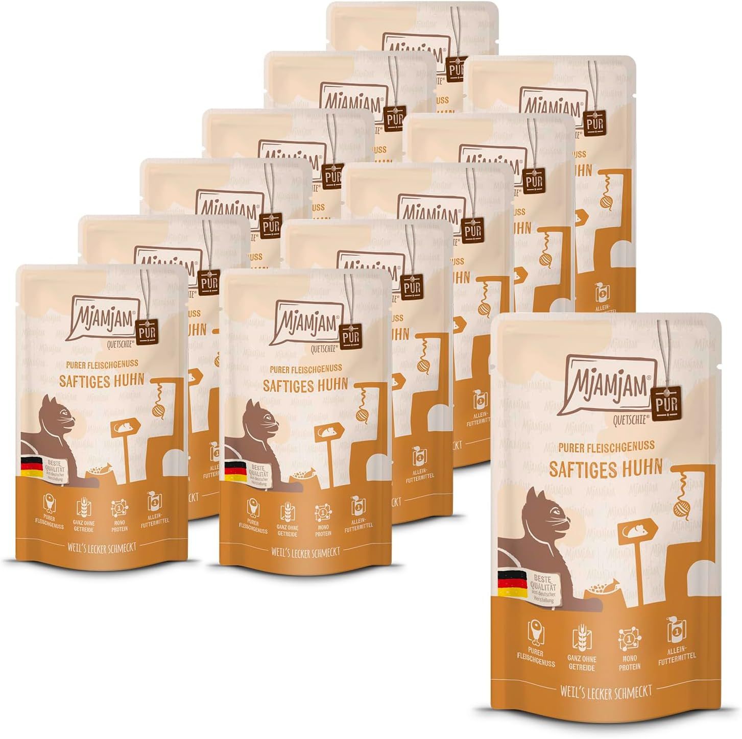 MjAMjAM - Quetschie Purer Fleischgenuss saftiges Huhn pur 12x125 g Futter