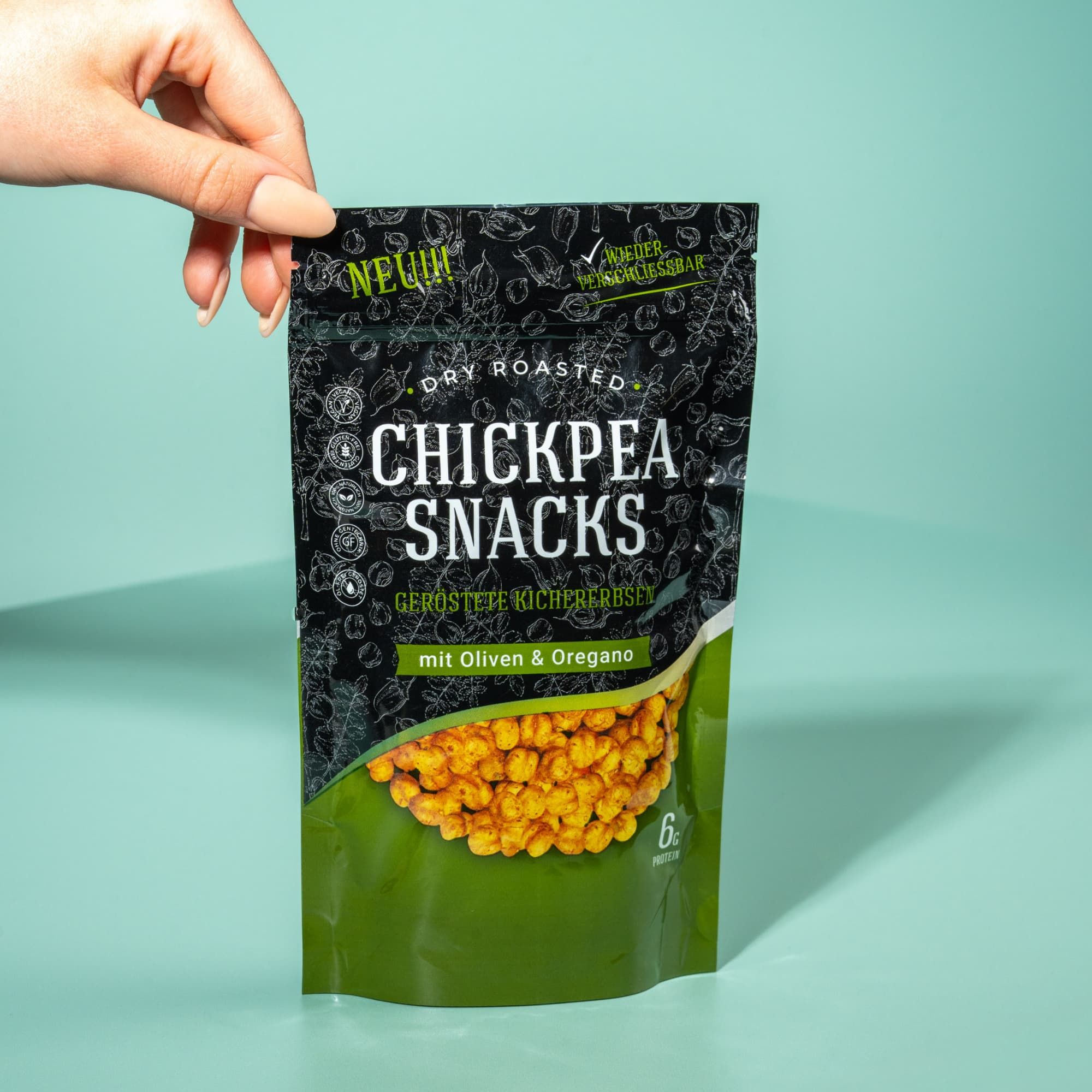 Chickpea Snacks geröstete Kichererbsen Oliven & Oregano