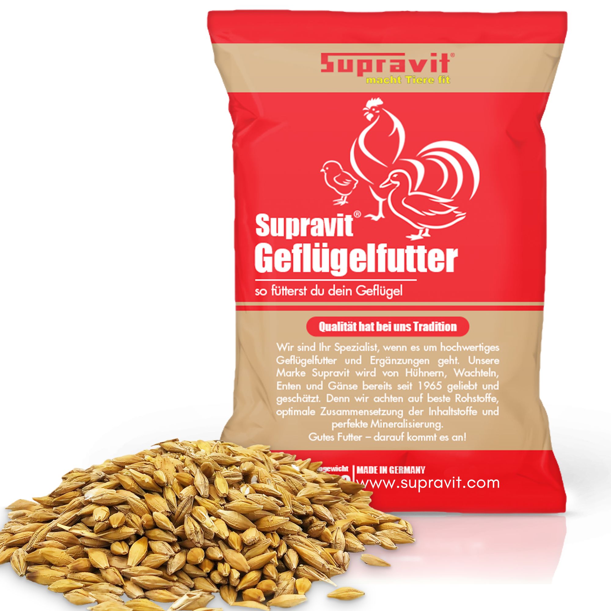 Supravit Braugerste - Energiereiches Ergänzungsfutter für Hühner & Tauben 25 kg