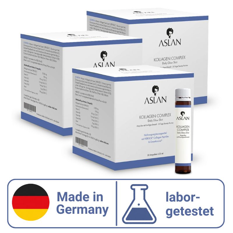 Aslan Kollagen Complex – Verisol® Kollagen, Hyaluronsäure & Vitamin C 90 St Trinkampullen