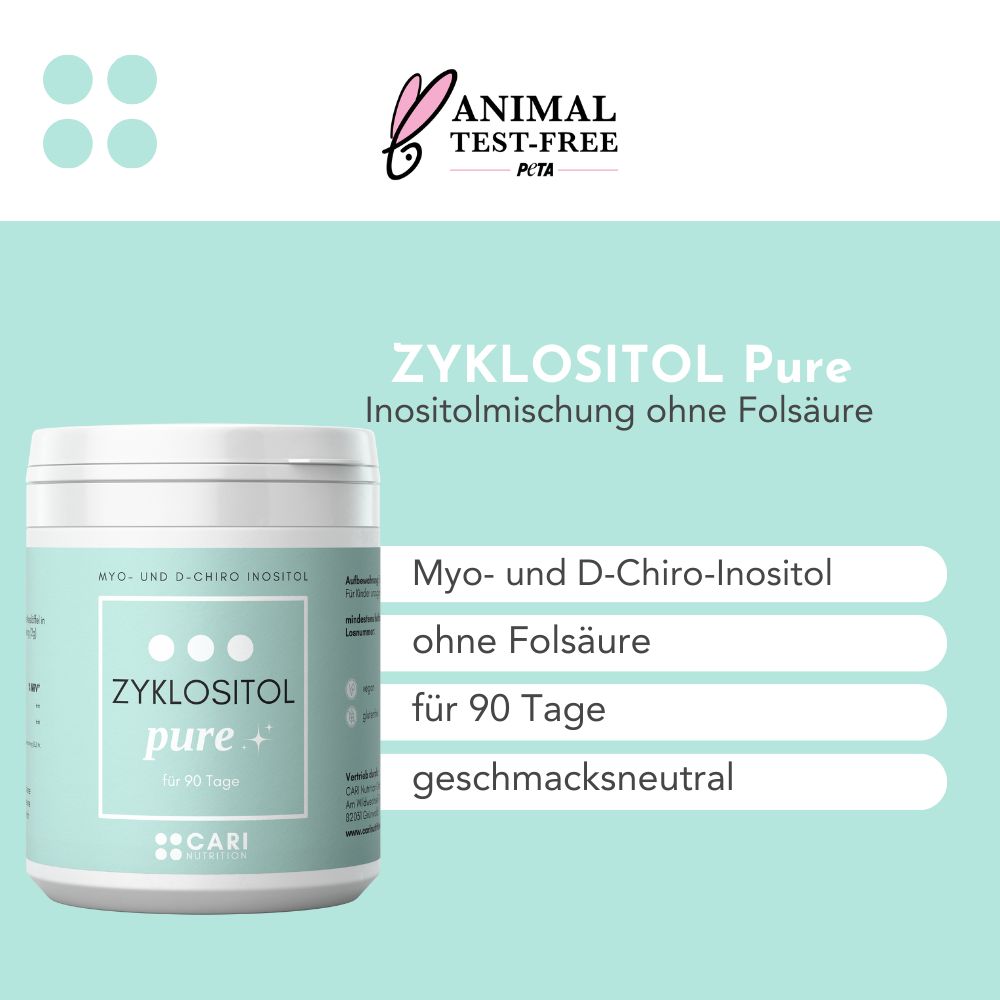ZYKLOSITOL Pure Inositolmischung ohne Folsäure, 90 Tage, geschmacksneutral. PETA zertifiziert.