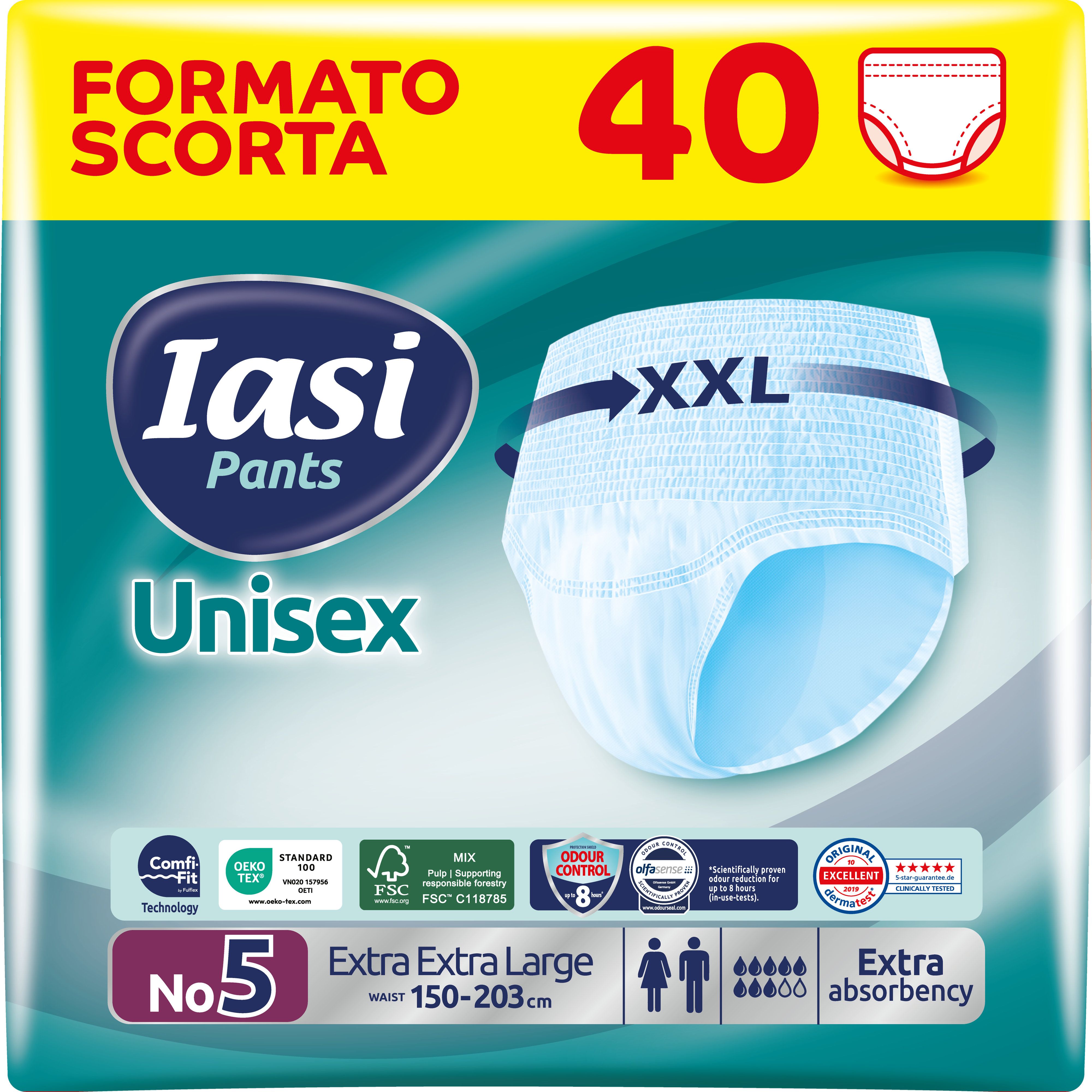 IASI Pants UNISEX Alta Protezione, 40 Mutande Assorbenza EXTRA, Taglia XXL, 40 Unità