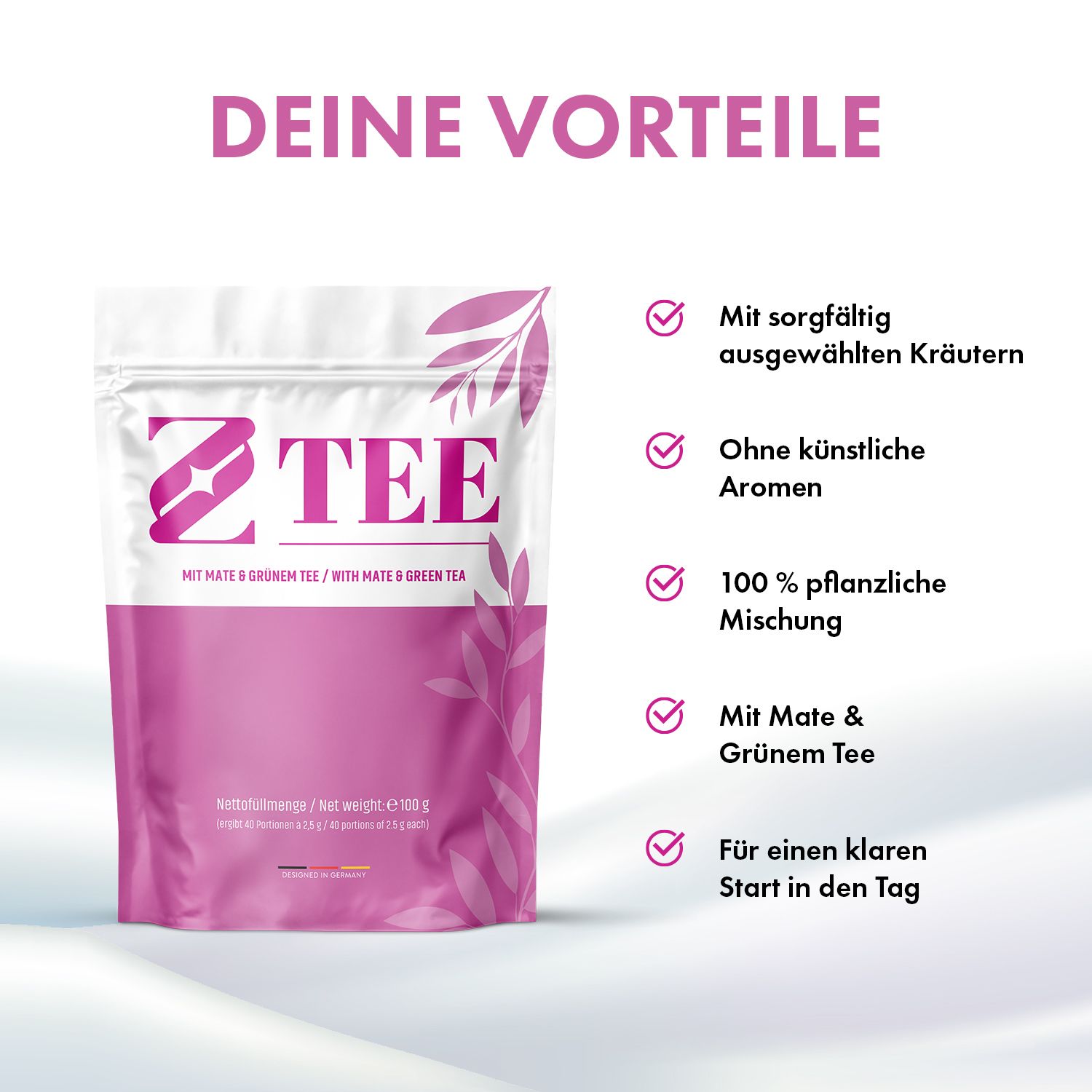 Eine Packung Z TEE mit Mate & Grünem Tee, 100g.