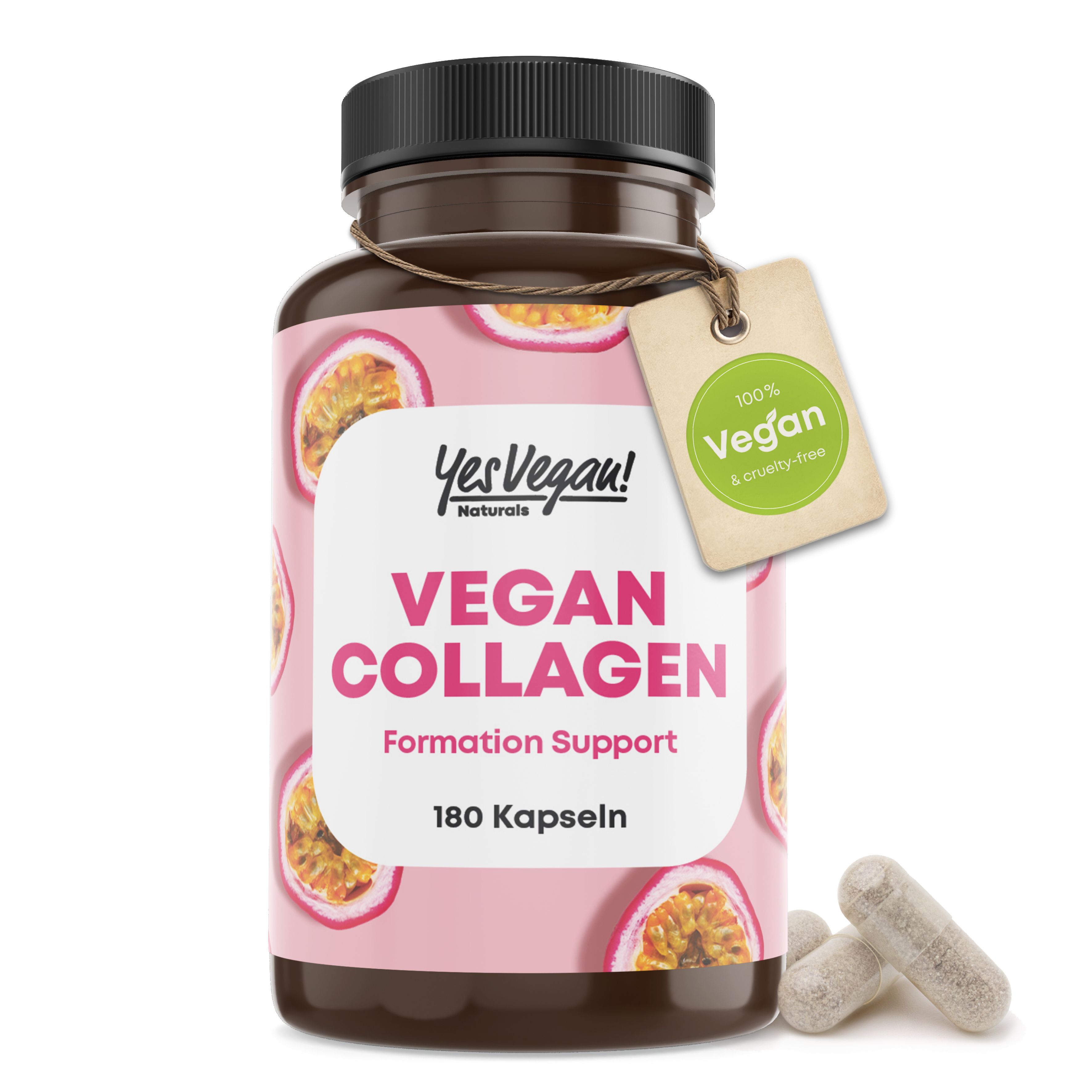 Vegan Collagen (180 Kapseln) mit Aminosäuren, Vitamin A C E, Biotin, Silicium, Zink und Mangan