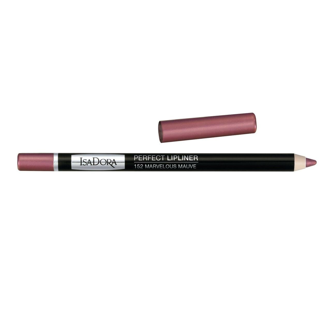 Lippenstiftstift mit Kappe. Aufschrift: IsaDora, Perfect Lipliner, 152 Marvelous Mauve. Farbe: Mauve.