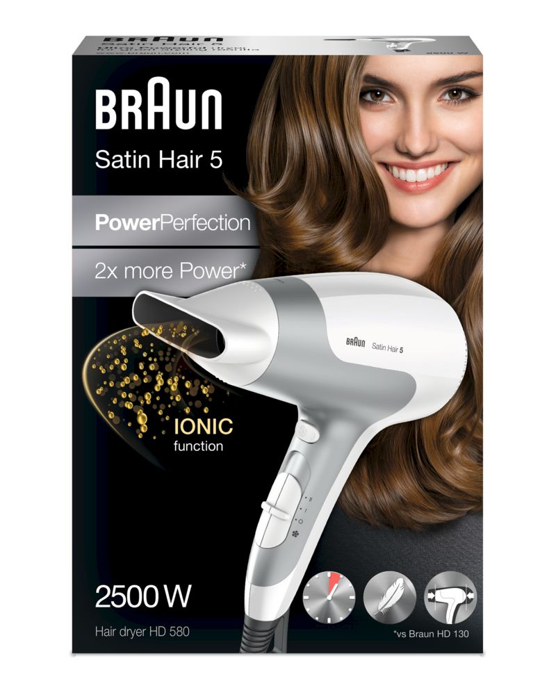 Braun - Haartrockner "Satin Hair 5 HD 580 Power Perfection solo" in Weiß