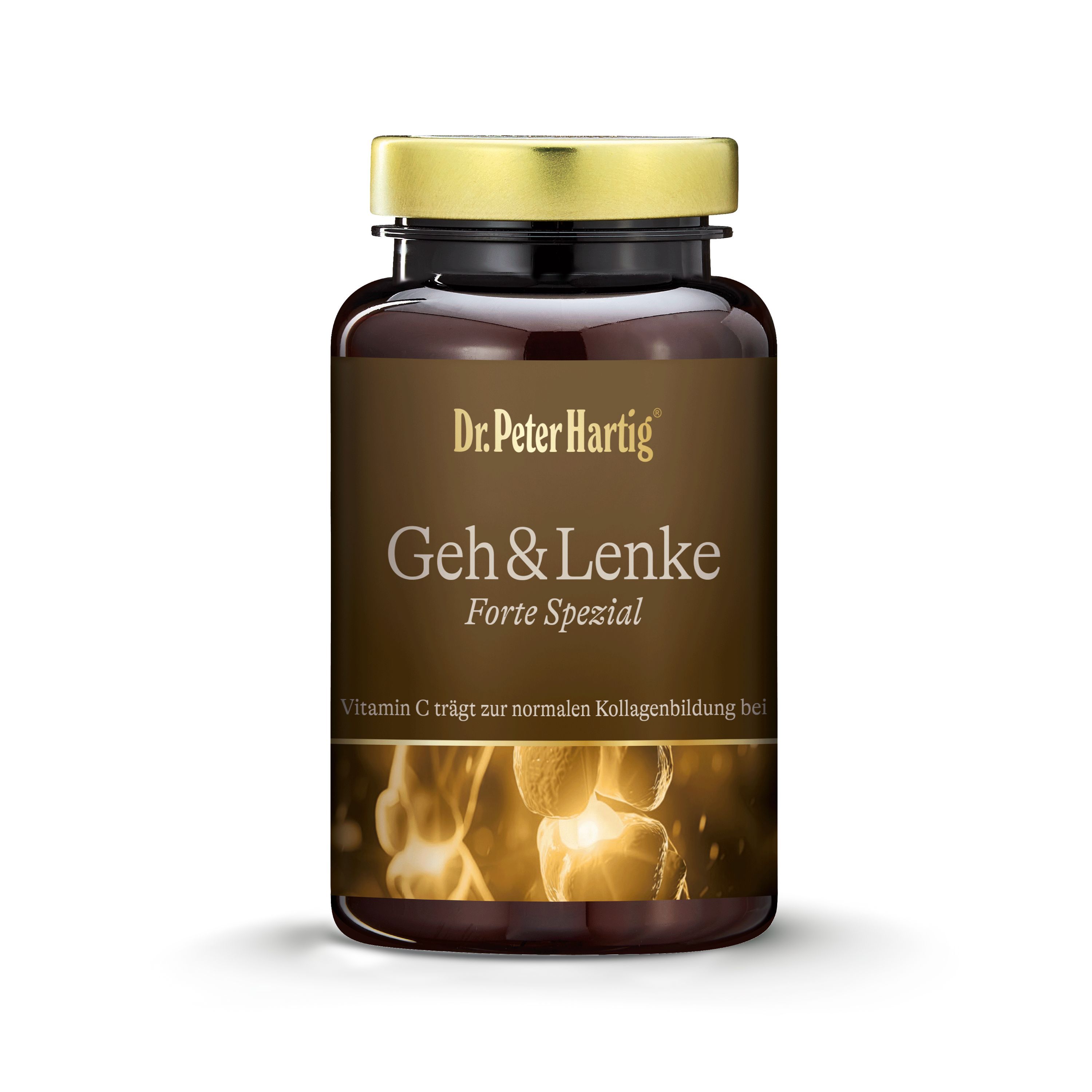 Werbebild mit Dr. Peter Hartig. Text: "Natürlich wirksam! Für Ihre Gesundheit". Illustrationen von Gelenken und Personen.
