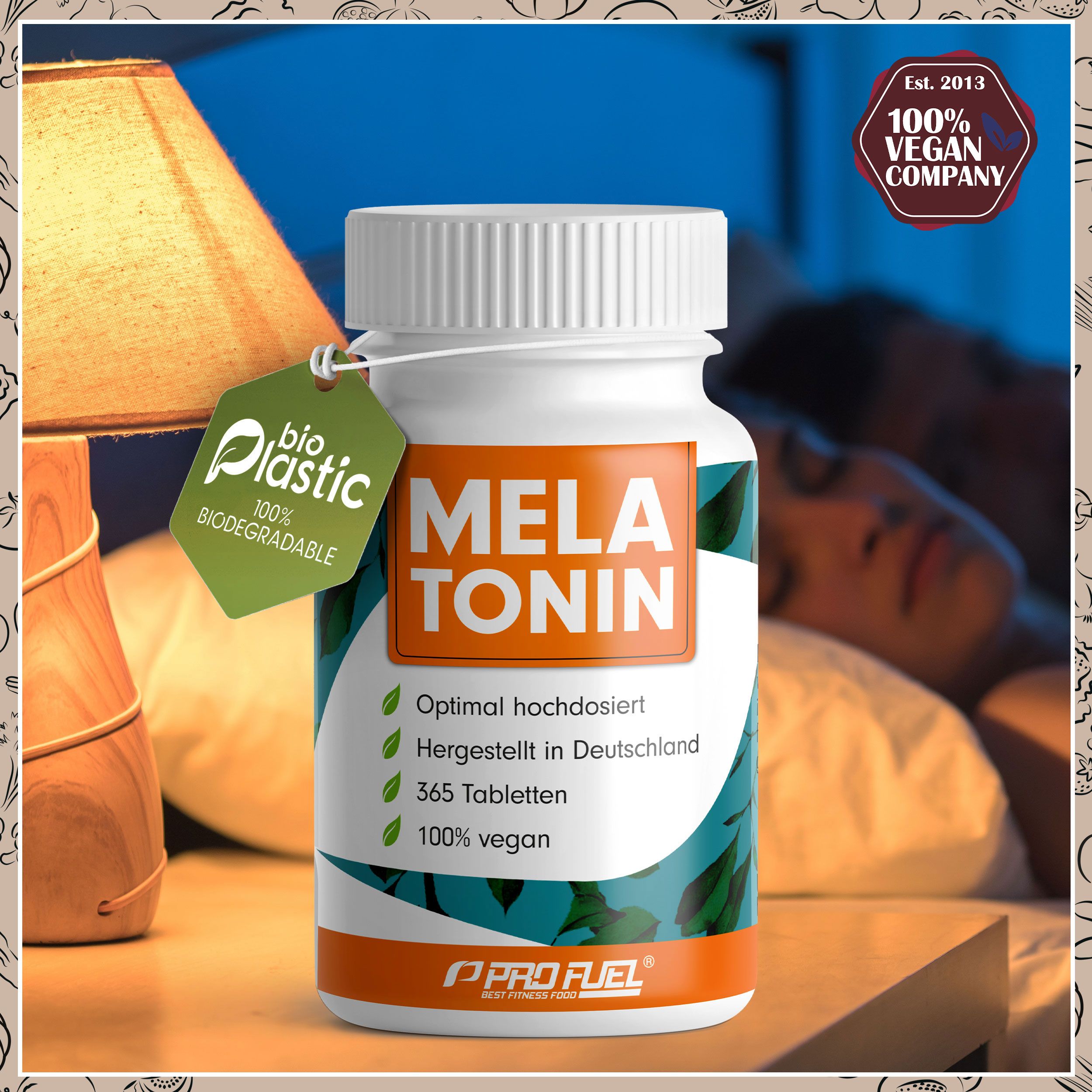 ProFuel - Melatonin 365 Tabletten - 0,5 mg bioaktives Melatonin pro Tag (1/2 Tablette)