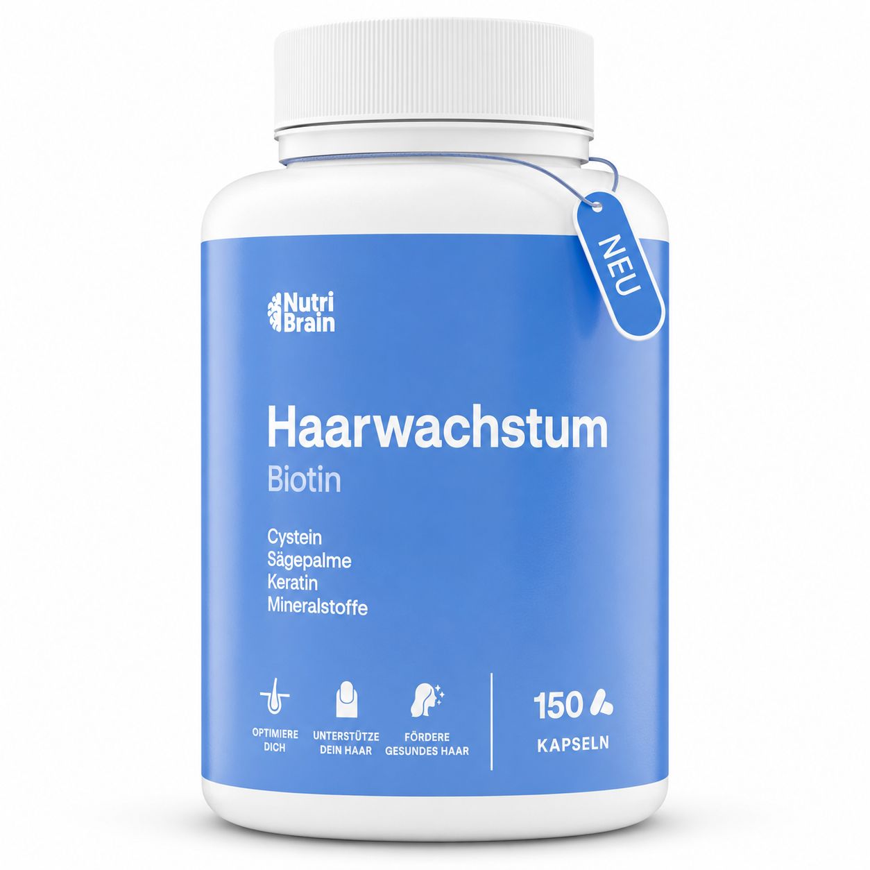 NutriBrain Haarwachstum Biotin Kapseln: 150 Kapseln.