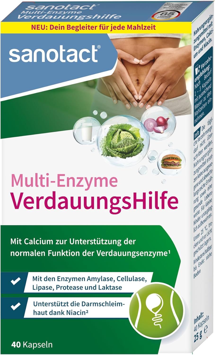 sanotact VerdauungsHilfe Kapseln • Bei Blähbauch, Blähungen, Völlegefühl Verdauungstabletten 40 St