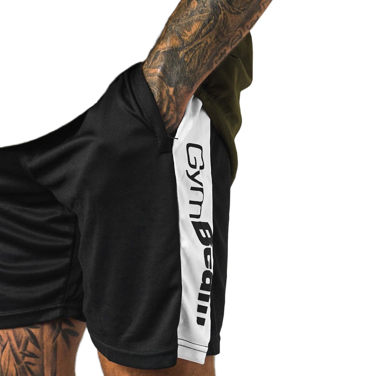 GymBeam Shorts Herren Regular Fit mit Gummizug und Reißverschlusstaschen in Schwarz