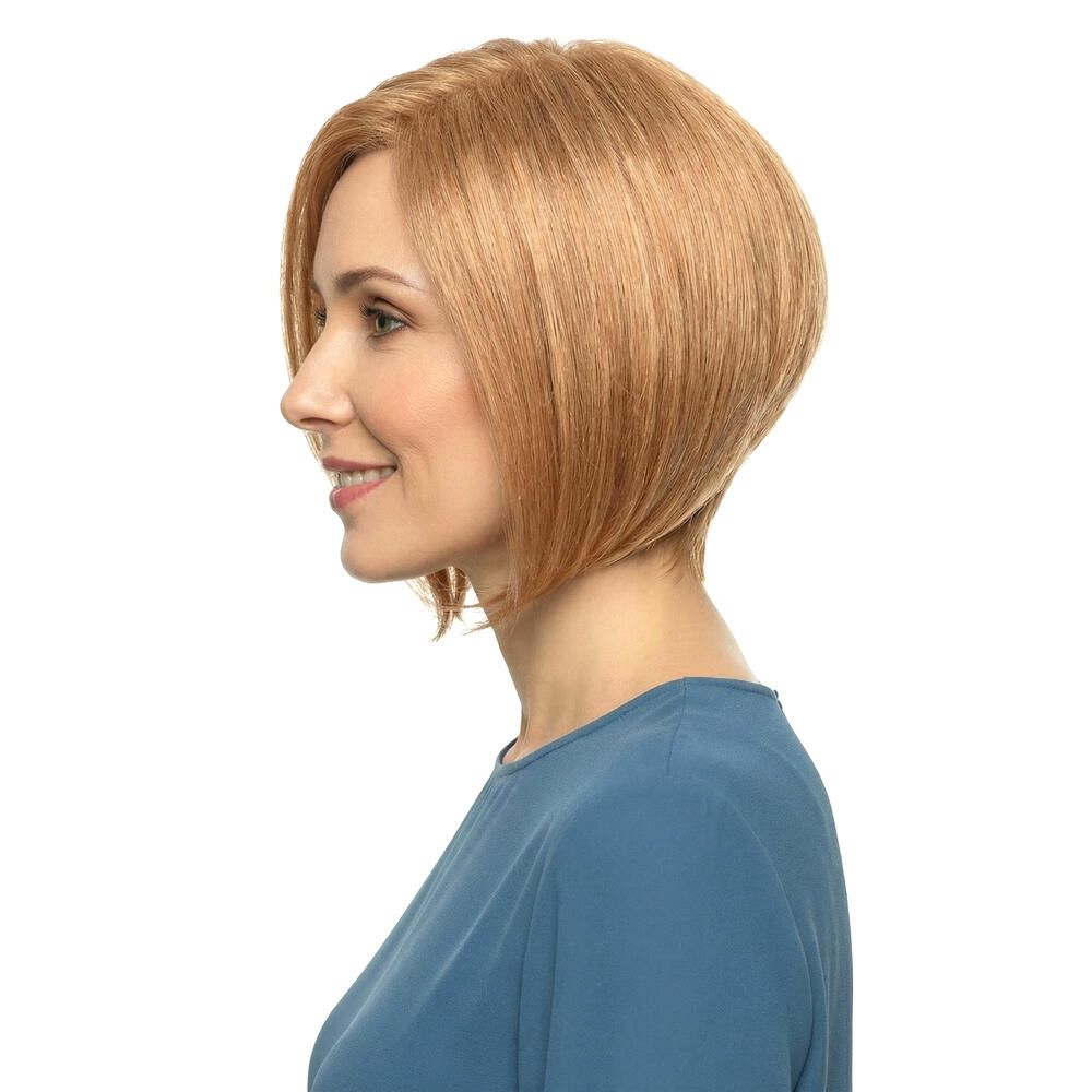 Perücke Mercedes: Blond-rote Bob-Frisur, Profilansicht.