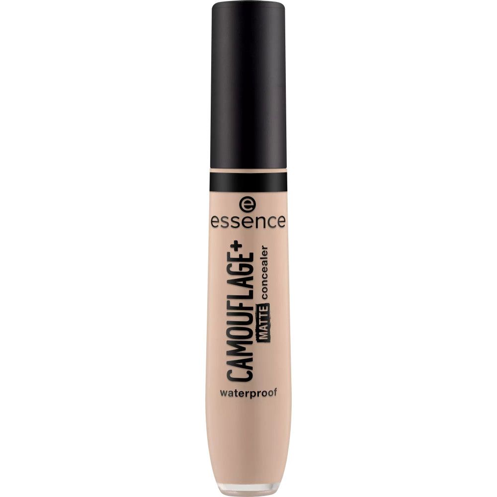 Essence Camouflage Matt Concealer. Beige Tube mit schwarzem Deckel. Aufschrift: CAMOUFLAGE+ MATT concealer waterproof.