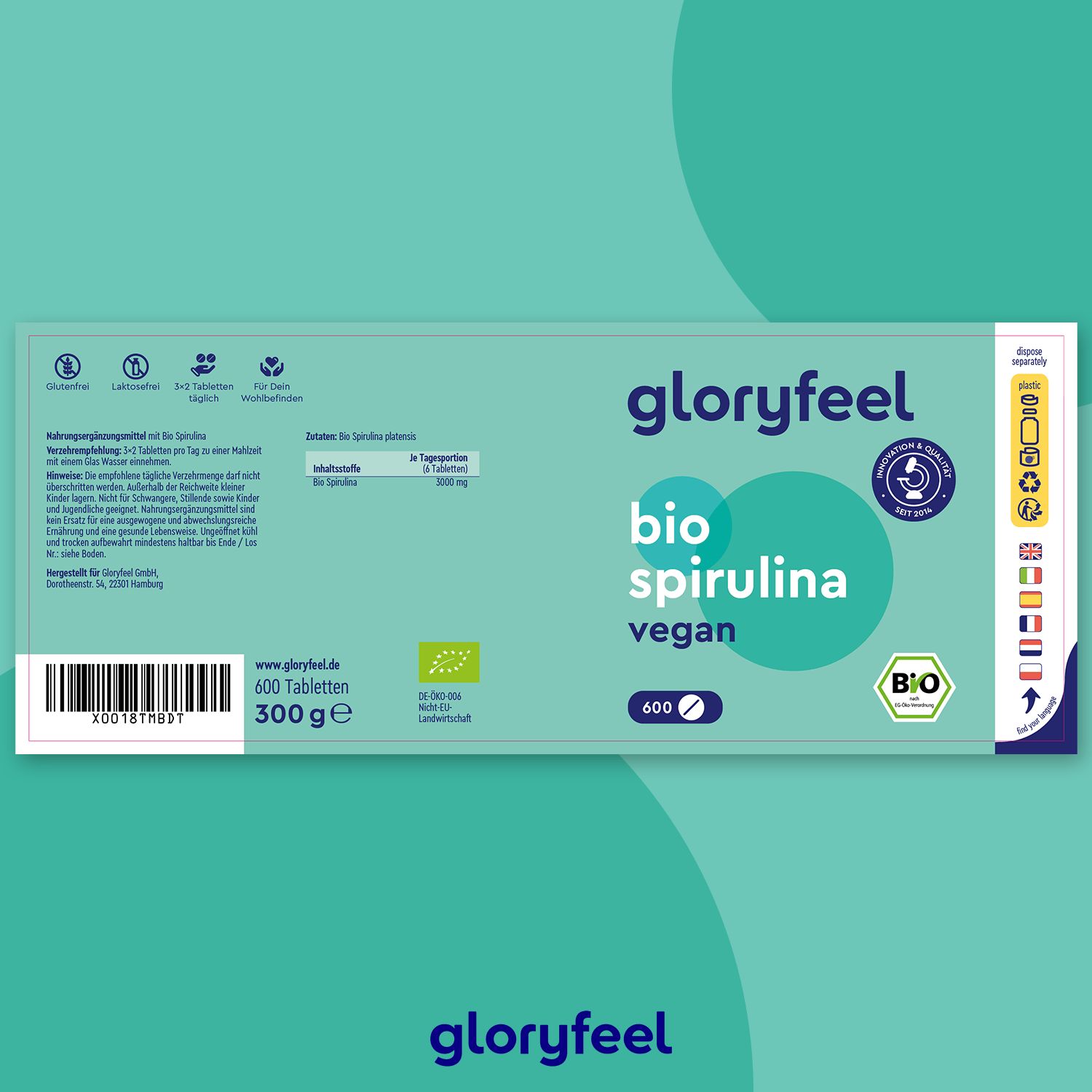 gloryfeel® Bio Spirulina Tabletten 600 St