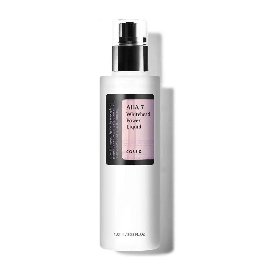 AHA 7 Whitehead Power Liquid, transparente Flasche mit schwarzem Deckel. Aufschrift: AHA 7 Whitehead Power Liquid.