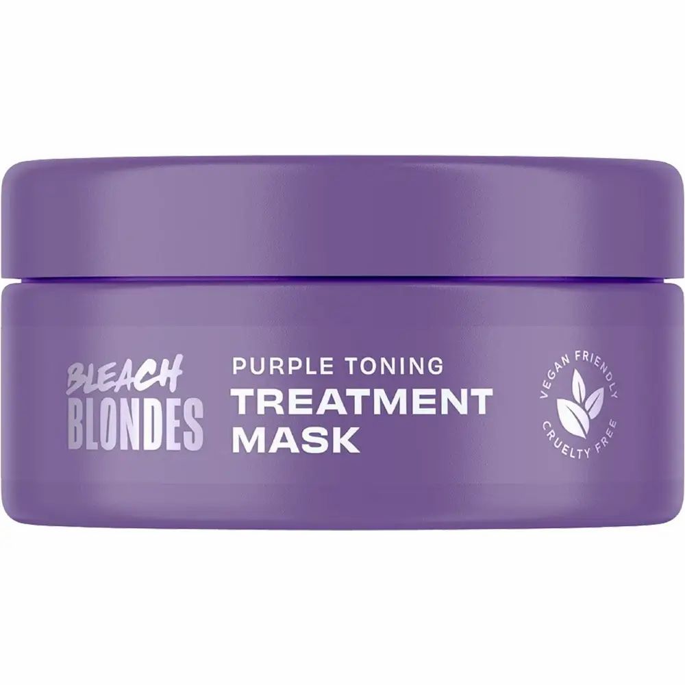 Lila Tiegel mit Aufschrift Bleach Blondes, Purple Toning Treatment Mask. Vegan und tierversuchsfrei.
