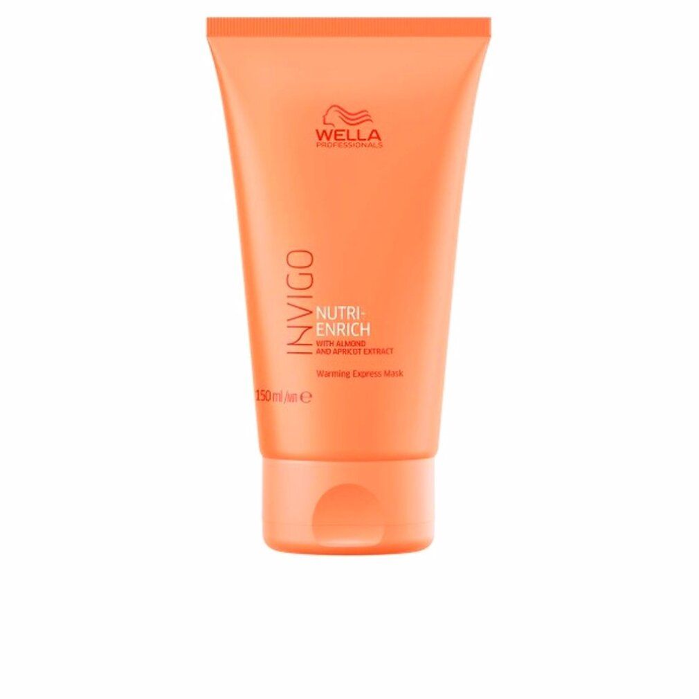 Wella Invigo Nutri Enrich Mask. Orangefarbene Tube, Schriftzug Invigo, Nutri-Enrich, 150ml. Mandel- und Aprikosenextrakt.