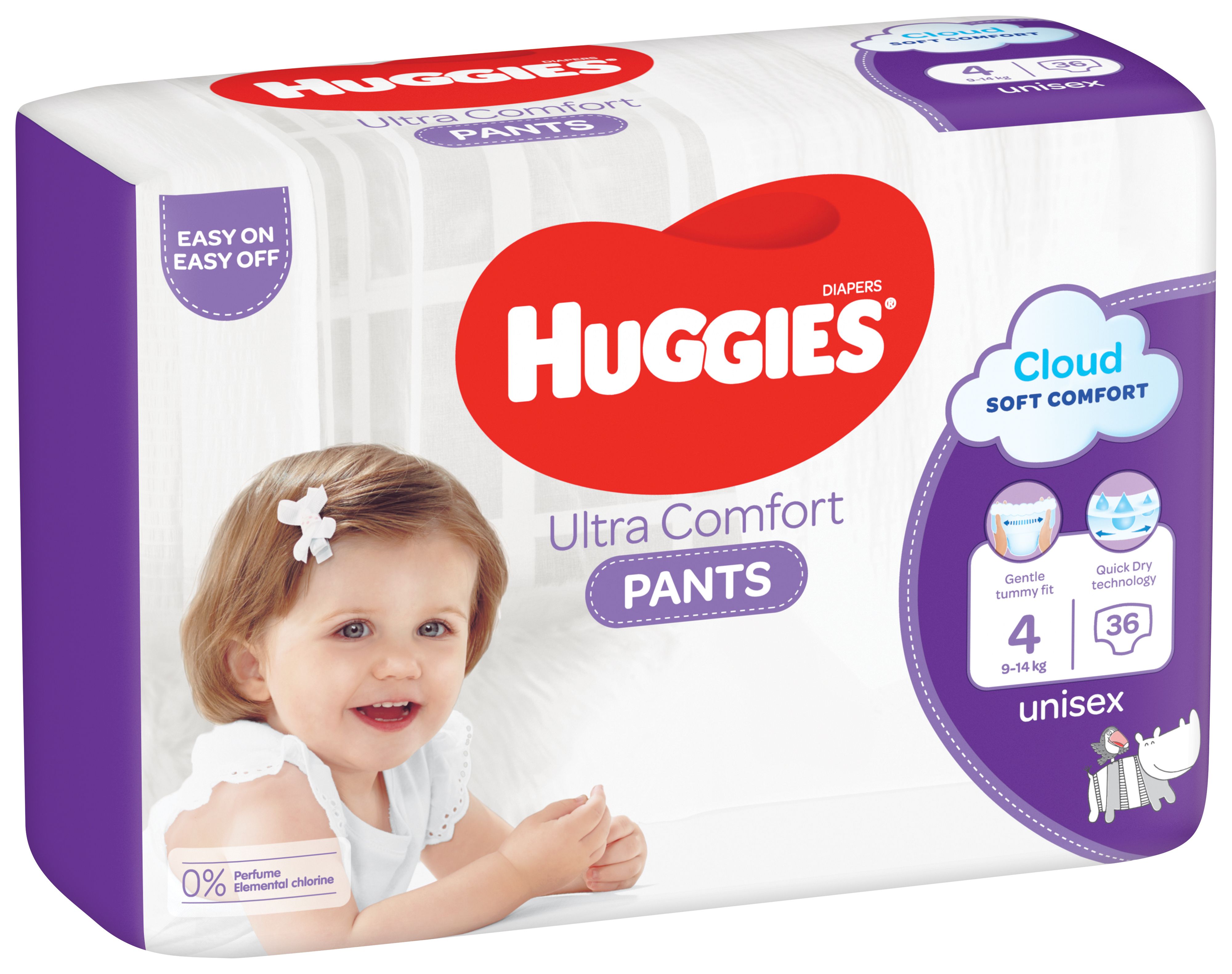 Huggies Ultra Comfort Pants Windeln Windelhosen Gr. 4 9-14 kg Monatsbox 4x36 St