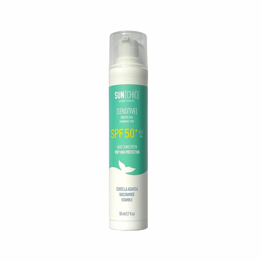 Chiò Skincare, Sunchiò SENSITIVE Crema Solare Viso SPF 50+, Protezione Molto Alta, Pelle Sensibile