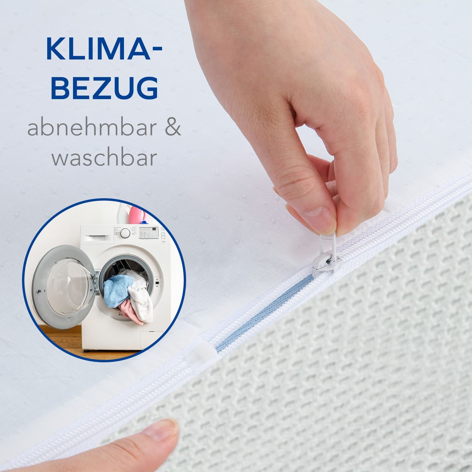 MLILY Topper 4 cm hoch, Visko, für Hausstauballergiker geeignet, mit waschbarem Bezug