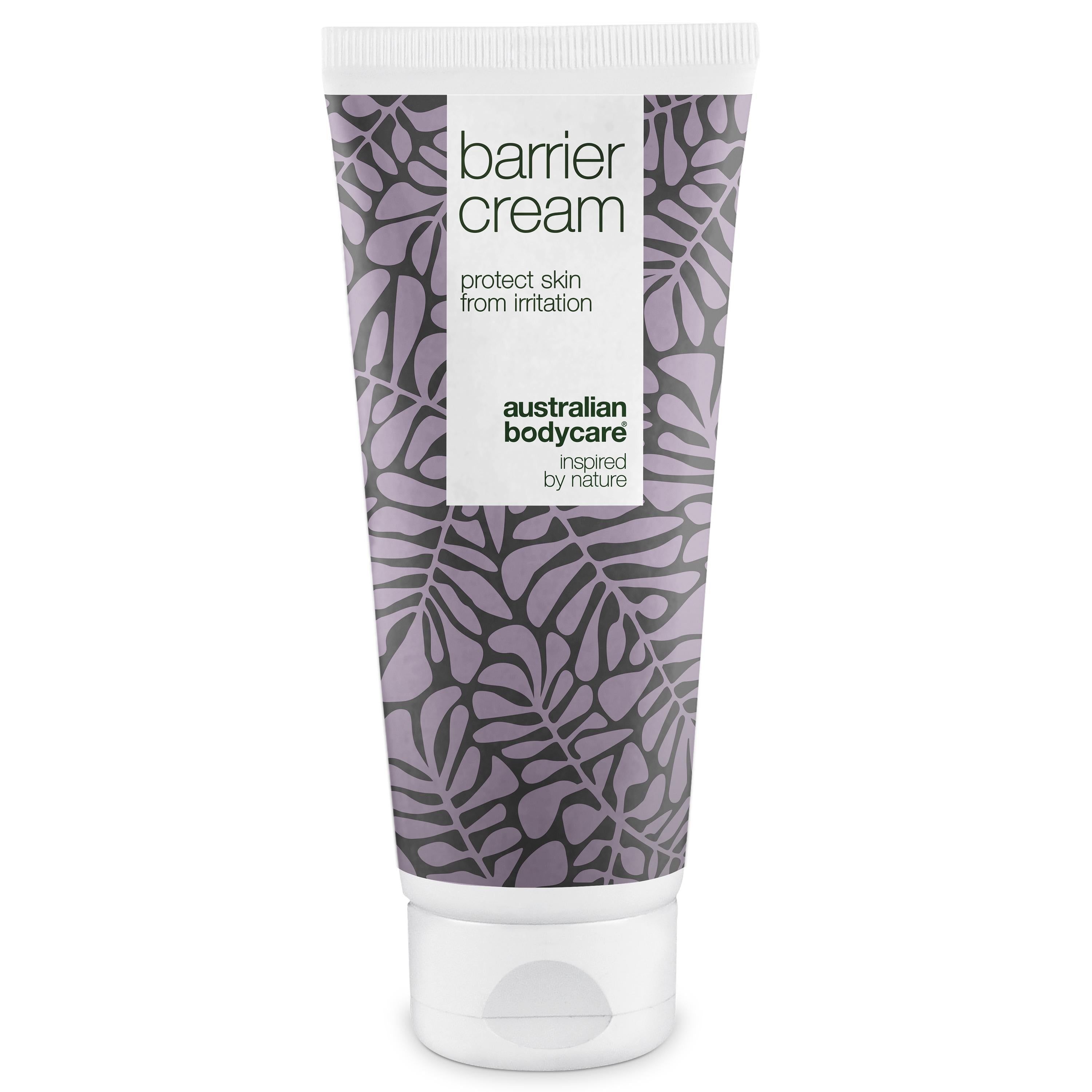 Tube mit Barrier Cream. Aufschrift: protect skin from irritation. Marke: Australian Bodycare.