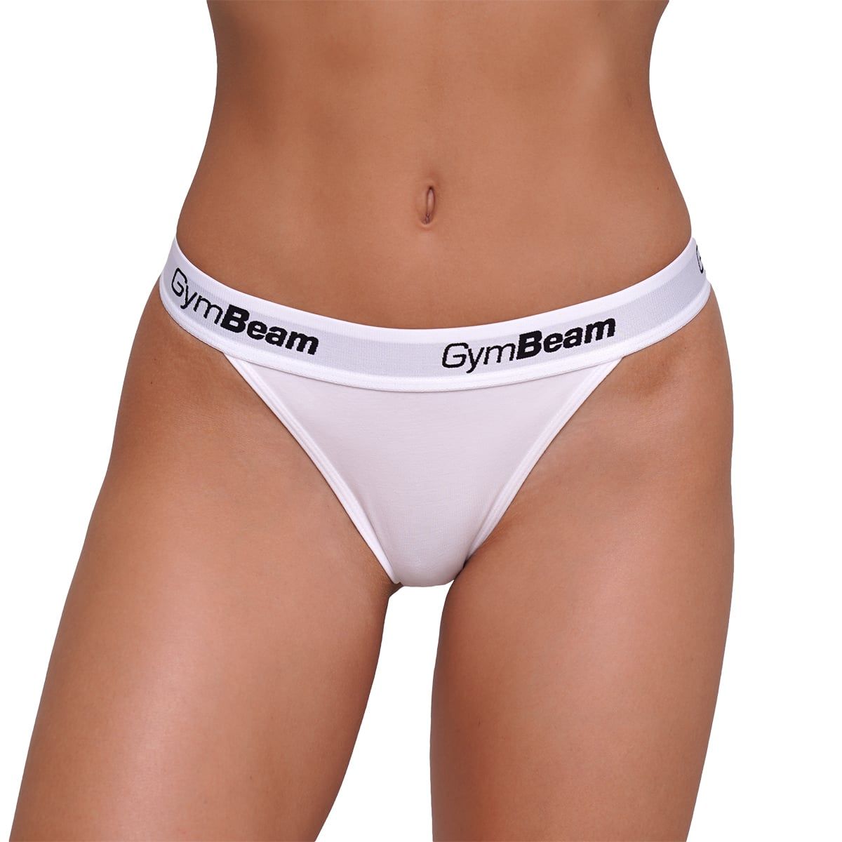 GymBeam 3er-Pack Damen-Tangas aus Baumwolle-Elastan mit elastischem Bund Weiß